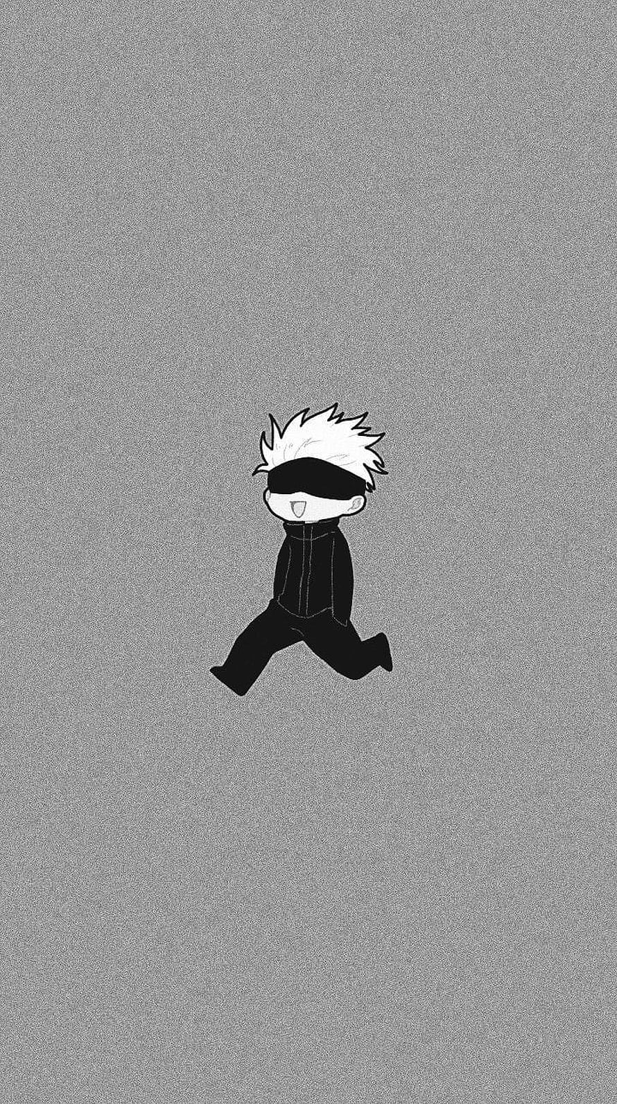 Chibi Gojo Satoru Running Blindfolded Minimalist Anime Illustration HD phone wallpaper