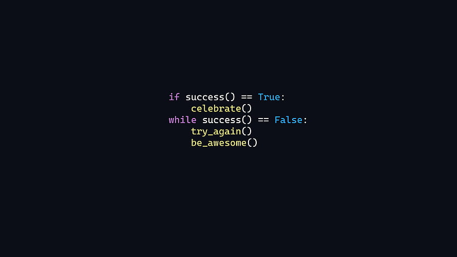 Motivational Python Code Snippet on Dark Background for Developers HD wallpaper
