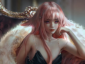 Yae Miko Fantasy Portrait with Pink Hair and Purple Eyes HD wallpaper