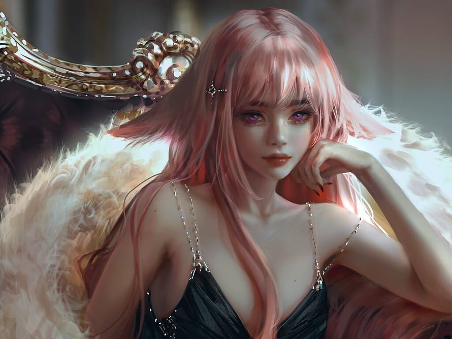 Yae Miko Fantasy Portrait with Pink Hair and Purple Eyes HD wallpaper
