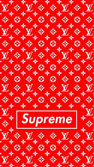 Supreme x Louis Vuitton Red Monogram Pattern Wallpaper HD phone wallpaper