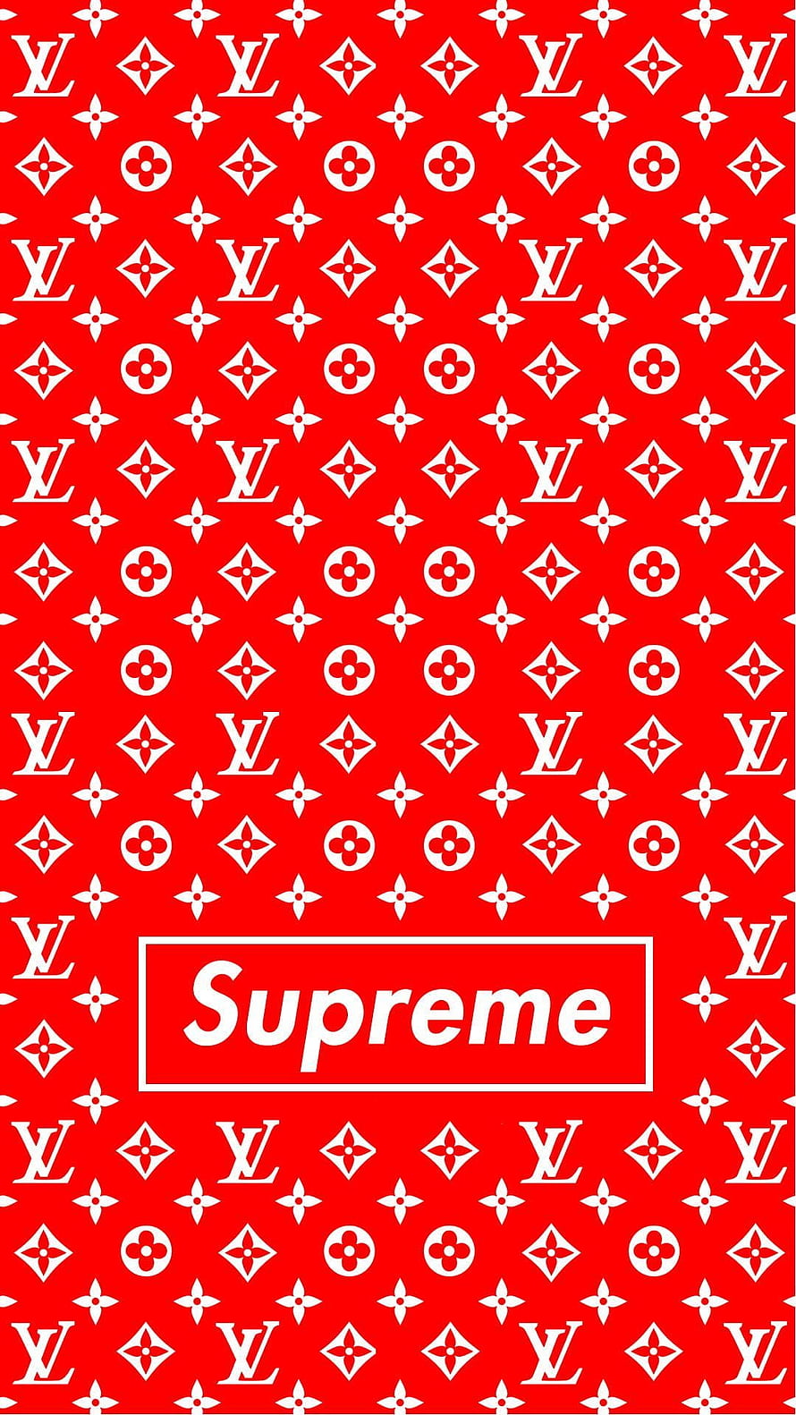 Supreme x Louis Vuitton Red Monogram Pattern Wallpaper HD phone wallpaper