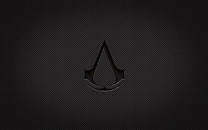 Assassin's Creed Carbon Fiber Logo on Dark Textured Background HD wallpaper