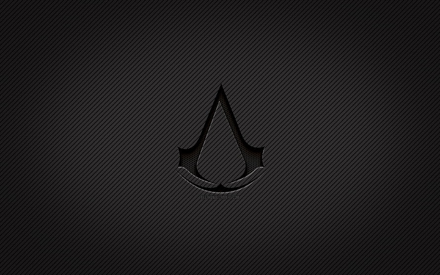 Assassin's Creed Carbon Fiber Logo on Dark Textured Background HD wallpaper