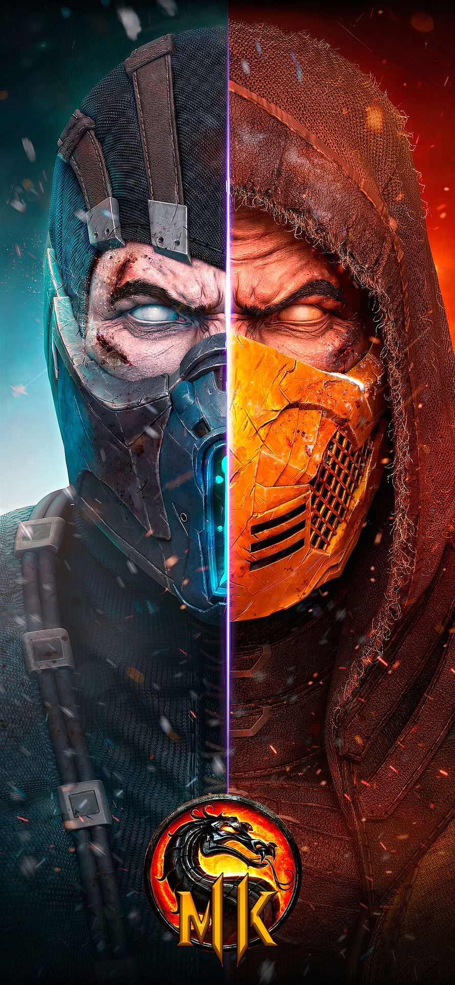 Mortal Kombat 11 Sub-Zero and Scorpion Split Face Poster HD phone wallpaper