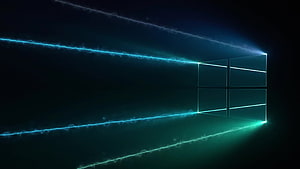 Windows 10 Logo with Neon Laser Beams on Dark Background HD wallpaper