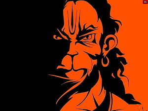 Stylized Orange and Black Vector Illustration of Hanuman Face, Angry Hanuman. Lord hanuman , Hanuman , Hanuman PC HD wallpaper