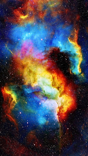 Vibrant Multi-Color Cosmic Nebula with Star Fields and Deep Space Gas Clouds HD phone wallpaper