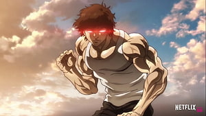 Baki Hanma Anime Character With Glowing Red Eyes Running Under Cloudy Sky HD wallpaper