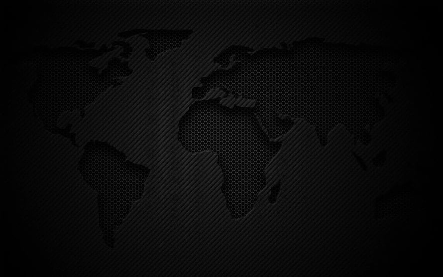 Dark Hexagonal World Map Pattern on Black Background HD wallpaper