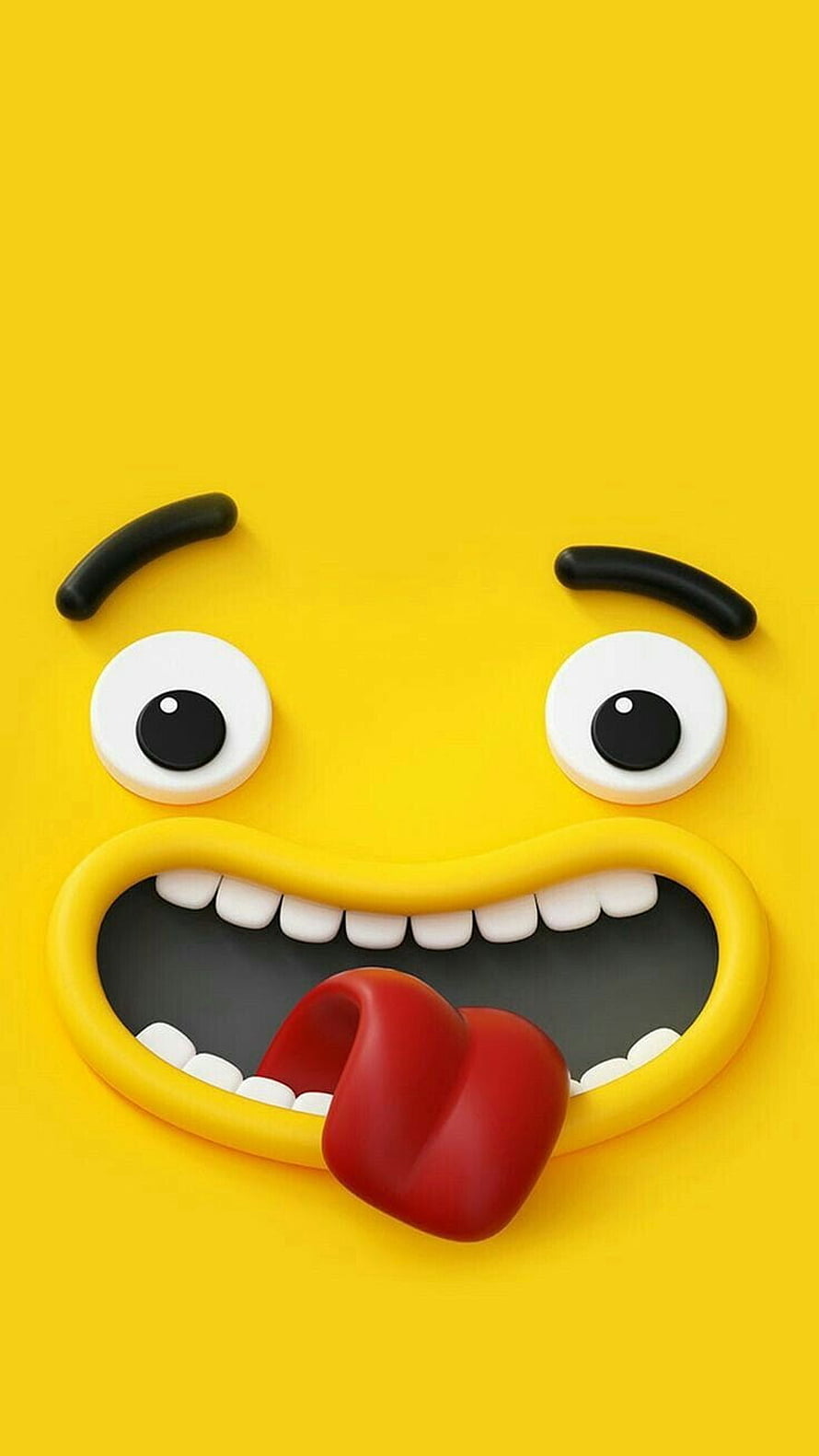 3D Yellow Emoji Face With Tongue Out And Big Smile HD phone wallpaper