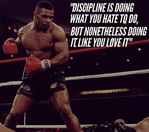 Mike Tyson in the Ring with Motivational Discipline Quote HD wallpaper