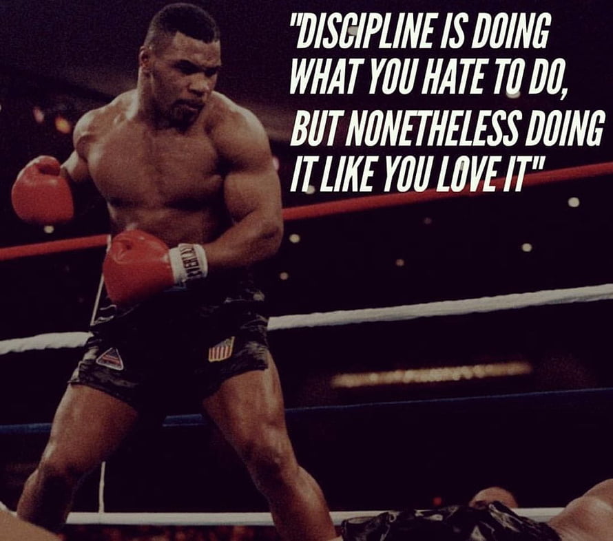 Mike Tyson in the Ring with Motivational Discipline Quote HD wallpaper