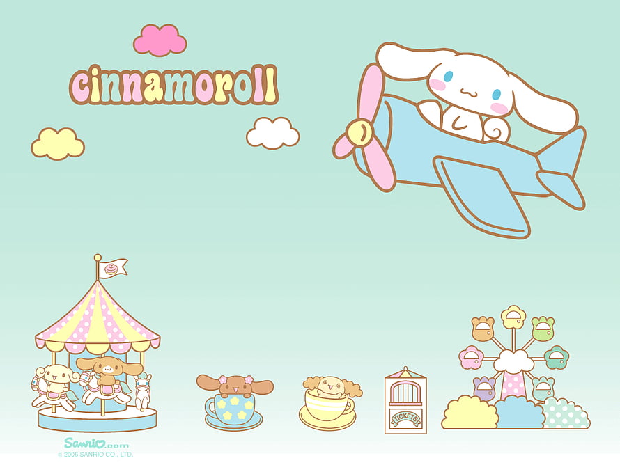 Cute Cinnamoroll Flying Airplane and Carnival Amusement Park Wallpaper HD wallpaper