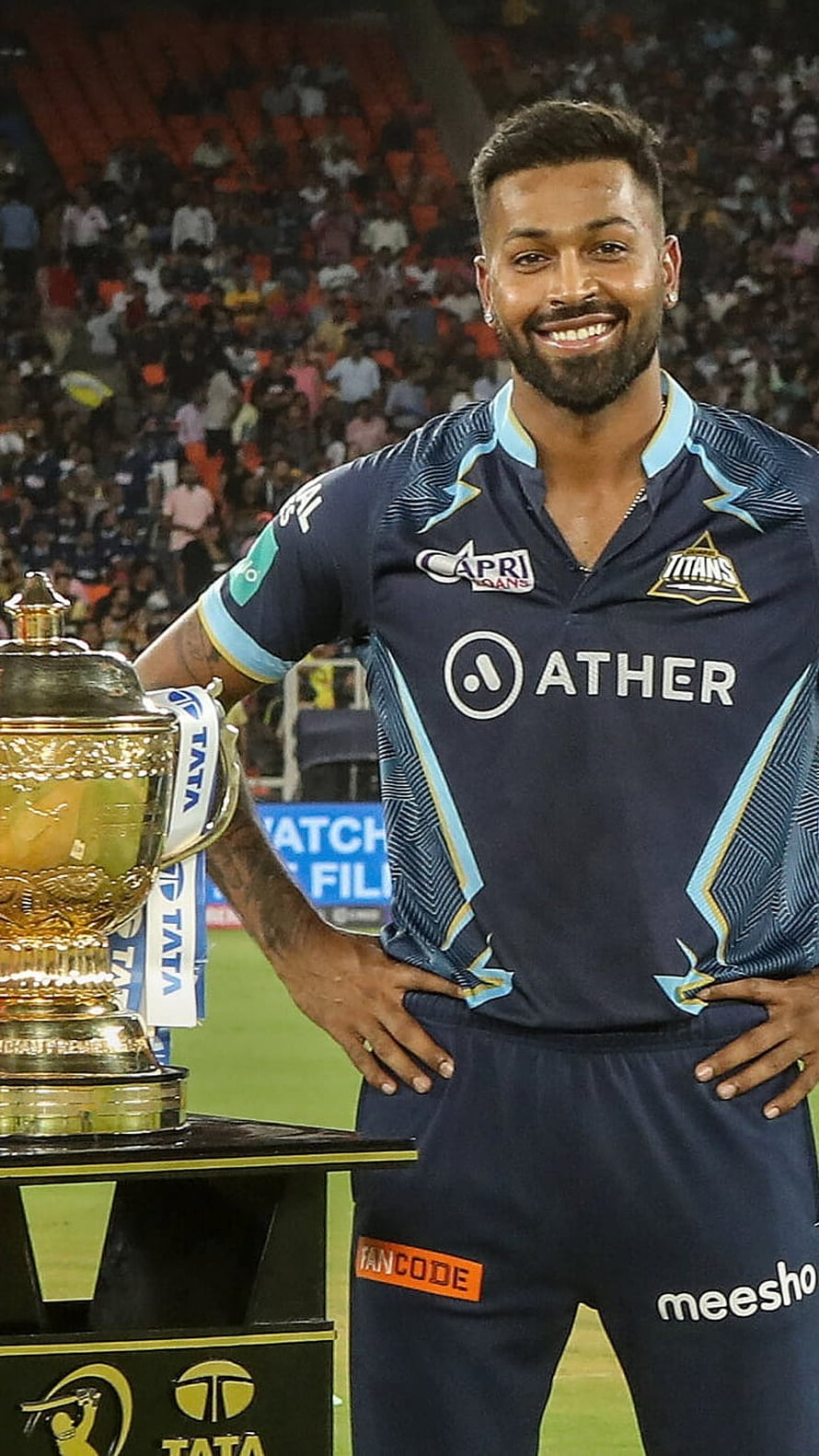 KL Rahul Smiling With IPL Trophy In Gujarat Titans Jersey HD phone wallpaper
