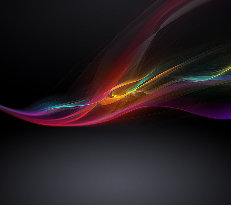 Vibrant Rainbow Light Streaks Flowing Across a Dark Abstract Background HD wallpaper
