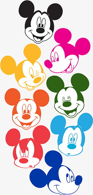Mickey Mouse and Minnie Mouse Colorful Face Icons Collection HD phone wallpaper