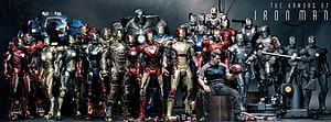 The Armors of Iron Man: Tony Stark and His Full Collection of Suits HD wallpaper