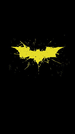 Grunge Yellow Batman Logo on Black Background Minimalist Dark Wall Art, BATMAN , stiker, , marvel, cool, black, yellow, 2022, gotham HD phone wallpaper