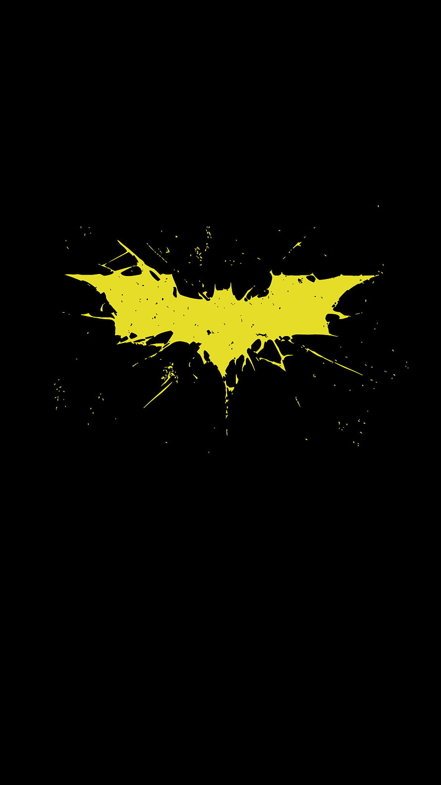 Grunge Yellow Batman Logo on Black Background Minimalist Dark Wall Art, BATMAN , stiker, , marvel, cool, black, yellow, 2022, gotham HD phone wallpaper