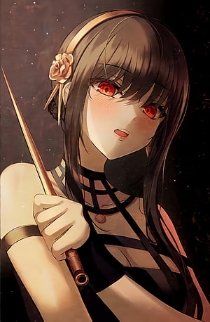 Yor Forger from Spy x Family Holding a Dagger in Dramatic Lighting HD phone wallpaper