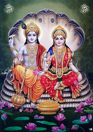 Lord Shiva and Goddess Parvati Sitting on Coiled Serpent with Lotus Flowers HD phone wallpaper