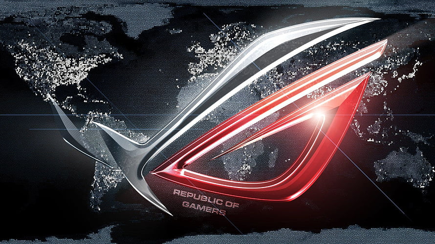 Asus Republic of Gamers Logo on Dark World Map Background HD wallpaper