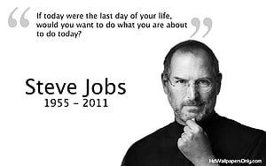 Steve Jobs Inspirational Quote with Black and White Portrait HD wallpaper