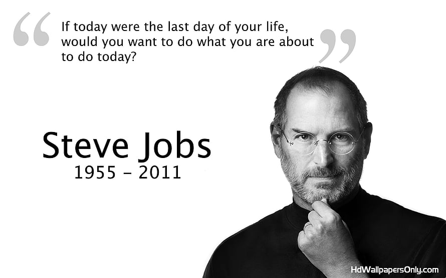Steve Jobs Inspirational Quote with Black and White Portrait HD wallpaper
