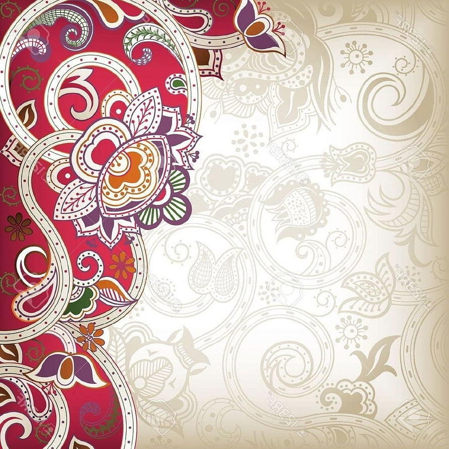 Ornate Floral Paisley Pattern with Red and Gold Accents on Cream Background HD phone wallpaper