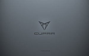 Cupra Car Brand Logo on Sleek Dark Grey Metallic Background HD wallpaper