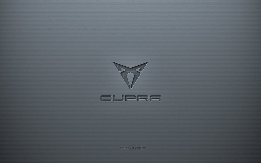 Cupra Car Brand Logo on Sleek Dark Grey Metallic Background HD wallpaper
