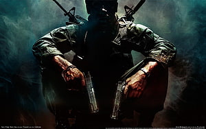 Call of Duty Black Ops Frank Woods Dual Wielding Pistols Dark Tactical Wallpaper HD wallpaper