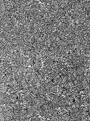 Intricate Black and White Doodle Pattern with Mechanical and Abstract Elements HD phone wallpaper