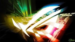 Asus ROG Strix Glowing Logo with Dynamic Light Streaks and Republic of Gamers Text HD wallpaper