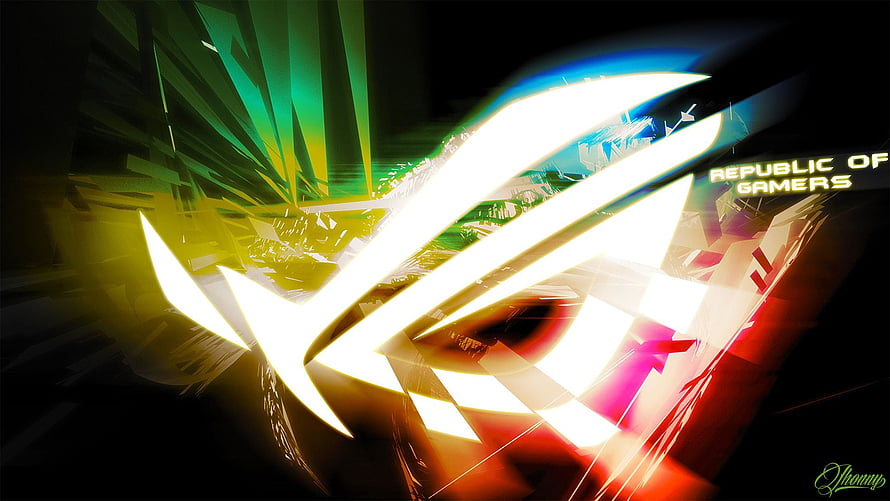 Asus ROG Strix Glowing Logo with Dynamic Light Streaks and Republic of Gamers Text HD wallpaper