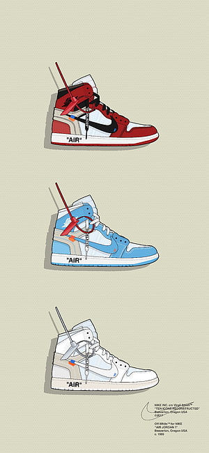 Off-White x Nike Air Jordan 1 Ten Icons Reconstructed Sneaker Illustration HD phone wallpaper