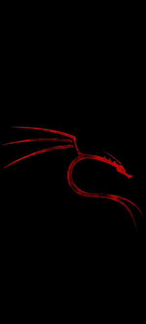 Minimalist Red Dragon Silhouette on Black Background HD phone wallpaper