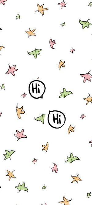 Cute Hand Drawn Autumn Leaves Pattern With Hello Speech Bubbles HD phone wallpaper