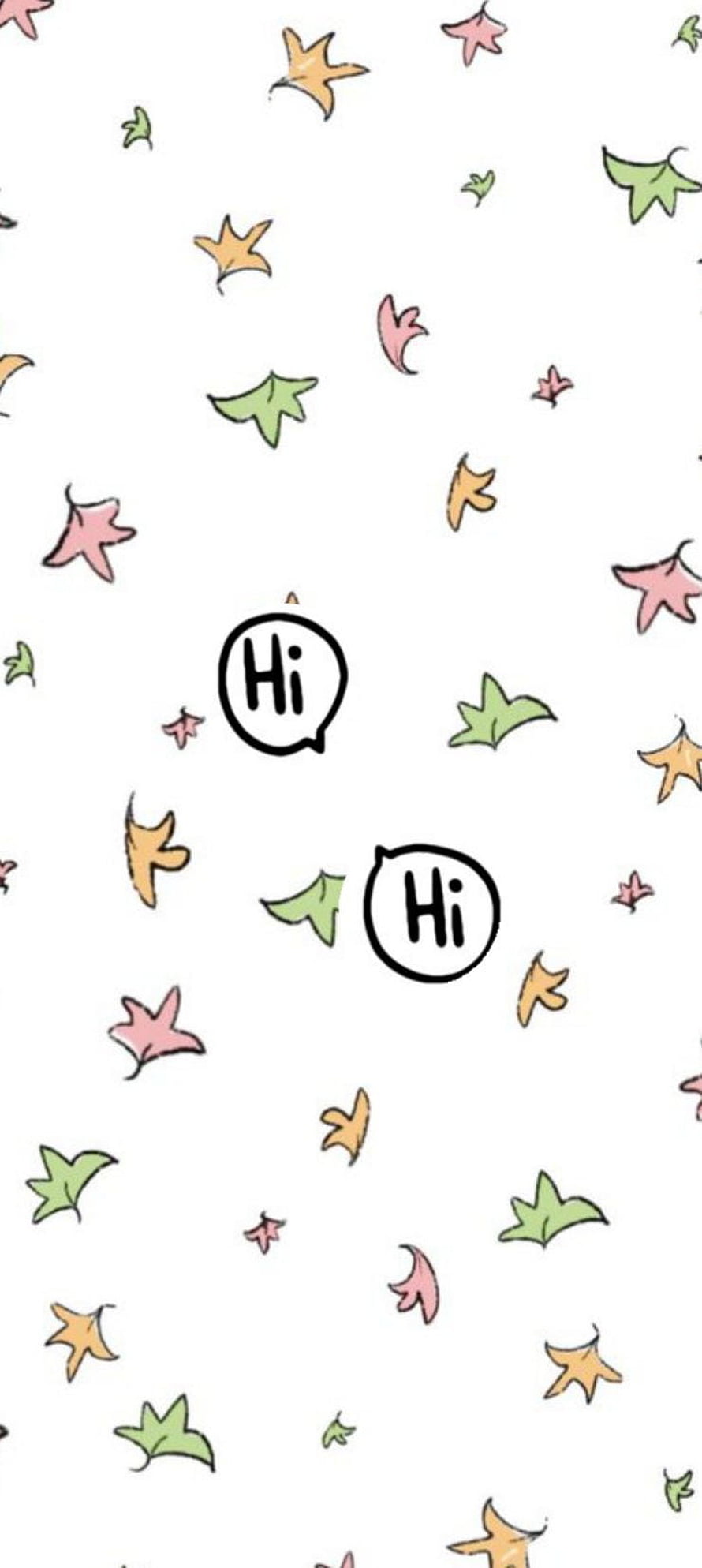 Cute Hand Drawn Autumn Leaves Pattern With Hello Speech Bubbles HD phone wallpaper