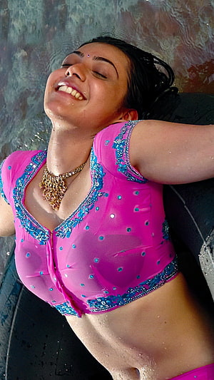 Woman in Pink Embellished Top Relaxing Under Waterfall, Kajal agarwal, telugu actress HD phone wallpaper