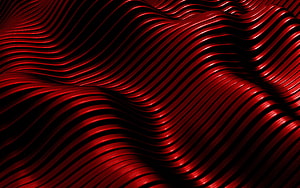 Glossy Red Metallic Wave Pattern with Flowing Striped Texture HD wallpaper