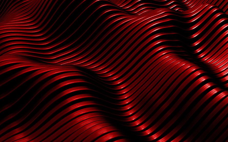 Glossy Red Metallic Wave Pattern with Flowing Striped Texture HD wallpaper