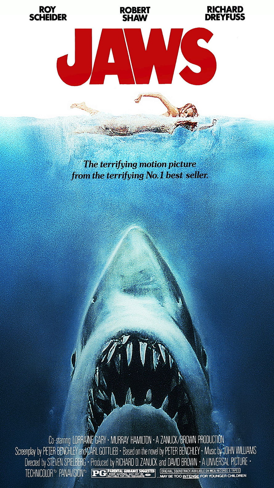 Jaws Movie Poster Featuring Great White Shark and Swimmer HD phone wallpaper