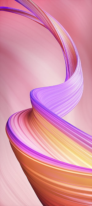 Abstract 3D Render of Flowing Ribbons in Pink, Purple, and Orange Hues HD phone wallpaper
