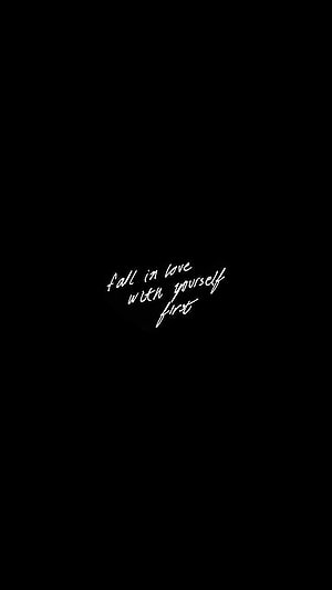 Minimalist Black Background With White Handwritten Quote Fall In Love With Yourself First HD phone wallpaper