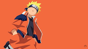Naruto Uzumaki in Orange Jumpsuit and Headband on Solid Orange Background HD wallpaper