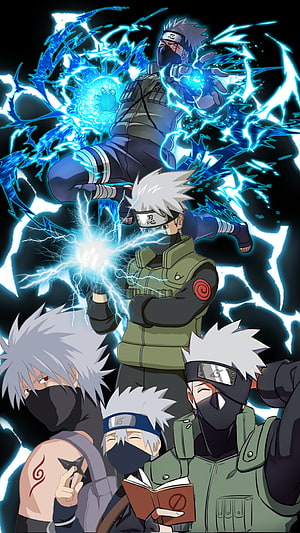 Kakashi Hatake Chidori and Sharingan Evolution Across Naruto Franchise HD phone wallpaper
