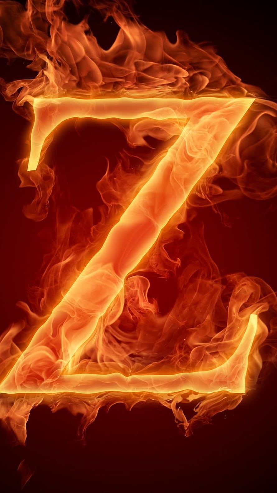 Fiery Letter Z Alphabet Symbol Burning in Flames Abstract Fire Art Wallpaper HD phone wallpaper