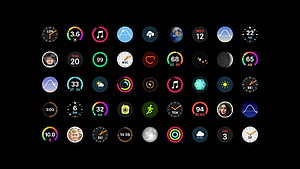 Apple Watch Series 9 Face Gallery Grid on Black Background HD wallpaper